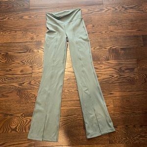 green flare yoga pants